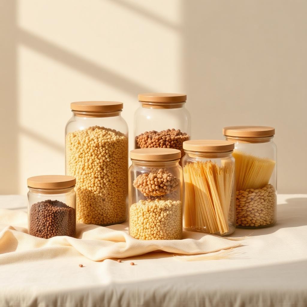 Glazen voorraadpotten met bamboe deksel