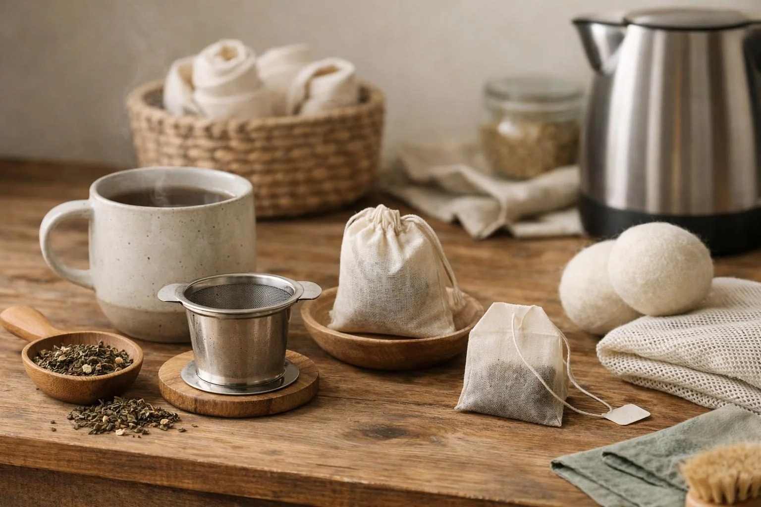 Artikel over thee & theezakjes: Thee zonder plastic filterzakje: wat levert losse thee of een RVS-zeef echt op?