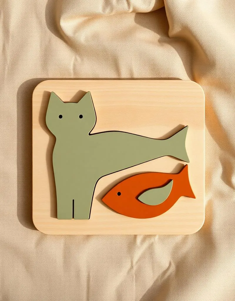 Houten insteekpuzzel (dieren) — plastic-vrij alternatief in Houten speelgoed