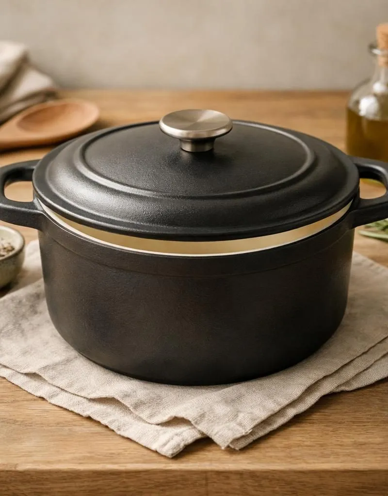 Gietijzeren braadpan met emaille — plastic-vrij alternatief in Pannen