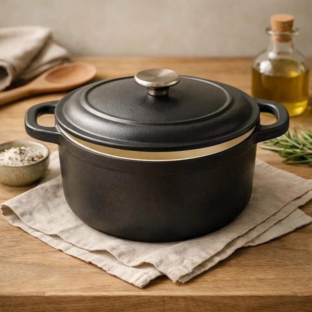 Gietijzeren braadpan met emaille — plastic-vrij alternatief in Pannen