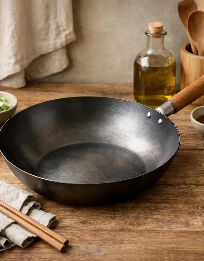 Koolstofstalen wok — plastic-vrij alternatief in Pannen
