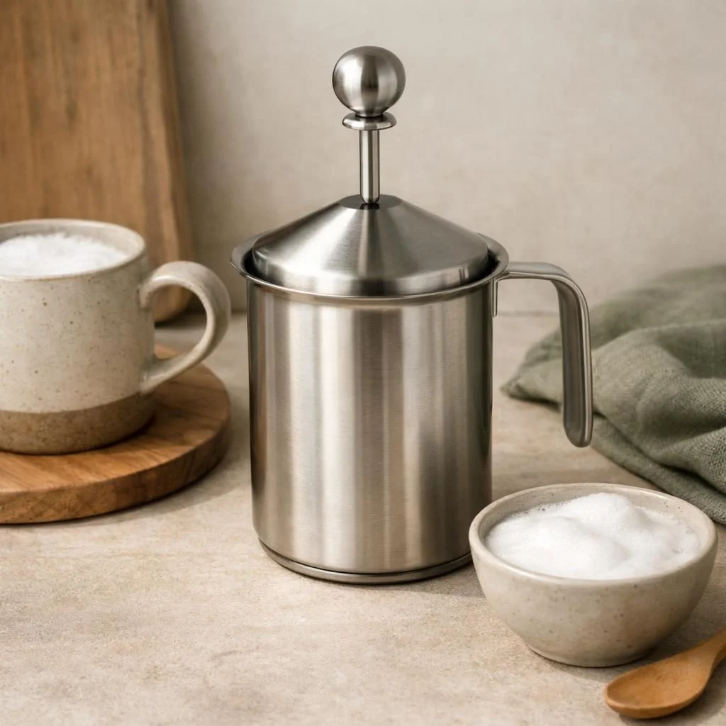 RVS melkopschuimer handmatig — plastic-vrij alternatief in Koffie & thee